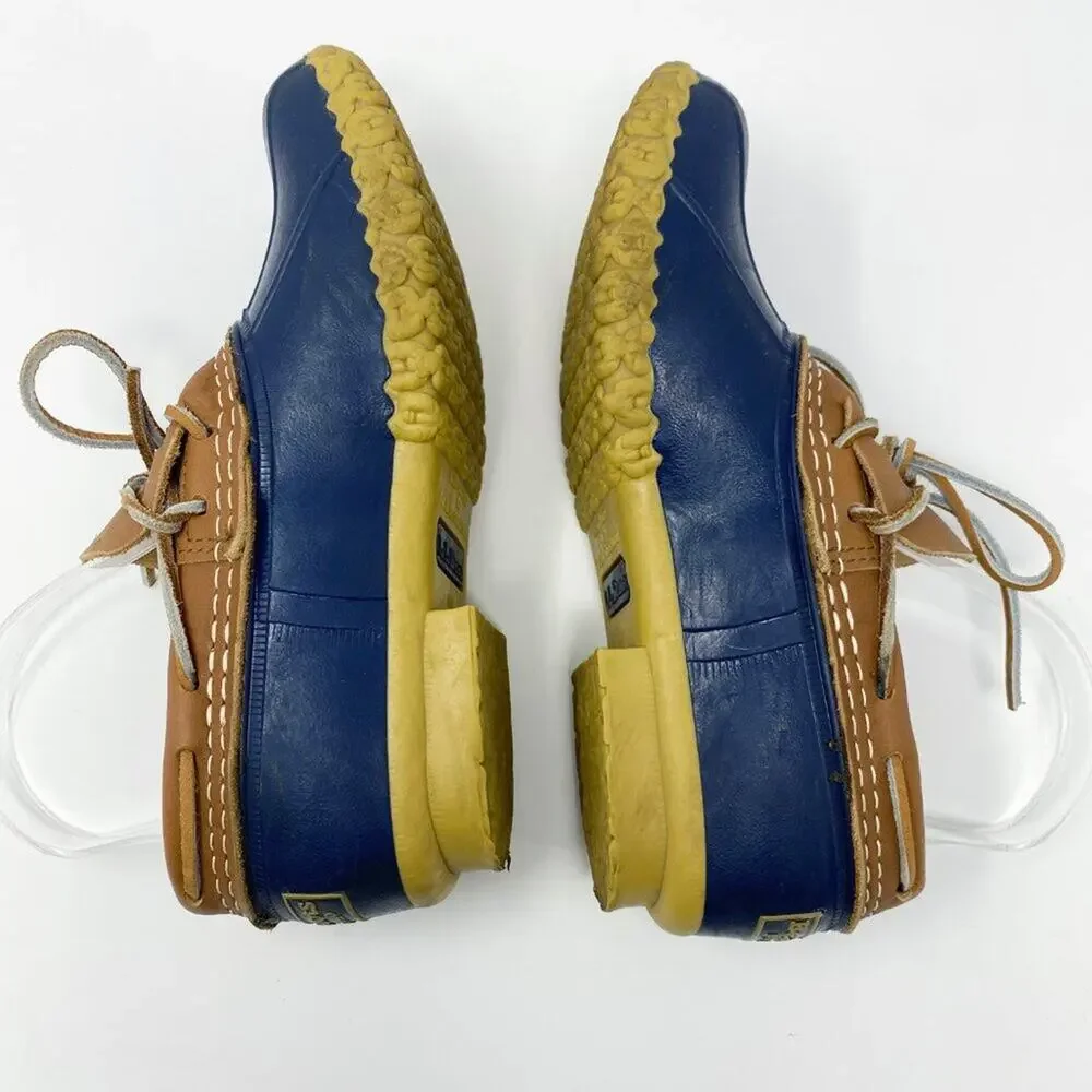 LL Bean Navy Blue Bean Boots Slip Ons Size 6 Waterproof Lace Up Made in Maine
